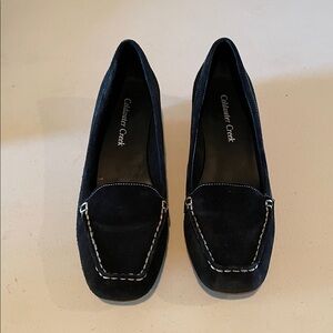 Coldwater Creek Women's Black Suede Wedge Loafers